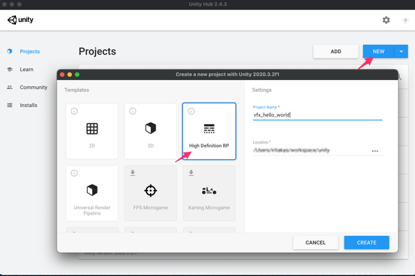 Unity Hub で HDRP セットアップ